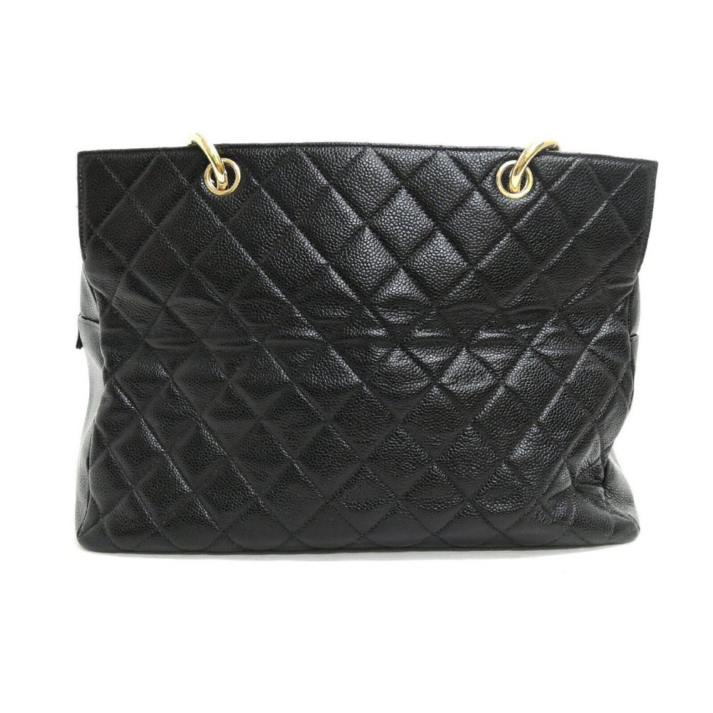 MINT! CHANEL BLACK CAVIAR SKIN TOTE BAG w/ CARD! - Picture 4 of 13